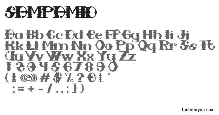 Fuente SAMPAMID - alfabeto, números, caracteres especiales