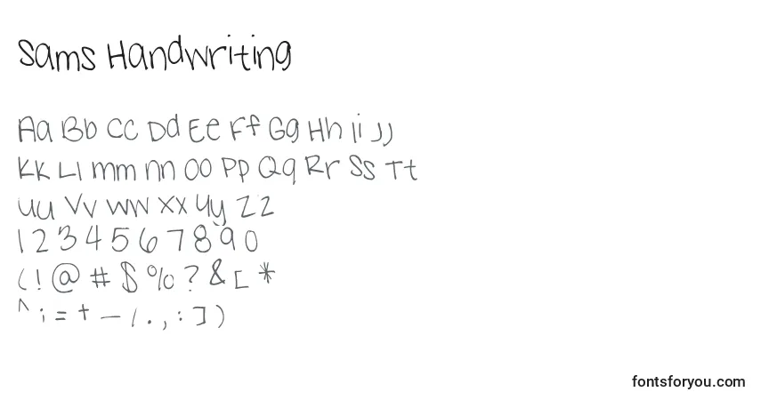 A fonte Sams Handwriting – alfabeto, números, caracteres especiais