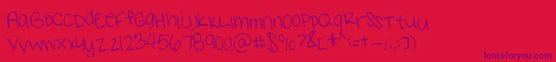 Sams Handwriting Font – Purple Fonts on Red Background