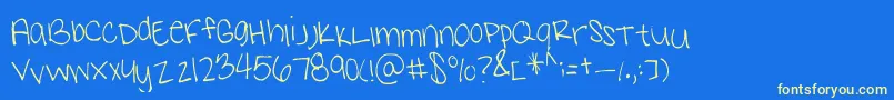 Sams Handwriting Font – Yellow Fonts on Blue Background