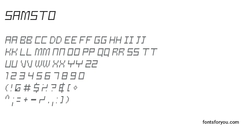Шрифт SAMSTO   (139548) – алфавит, цифры, специальные символы