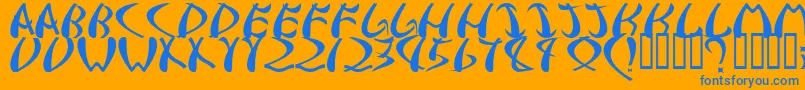samurai Font – Blue Fonts on Orange Background