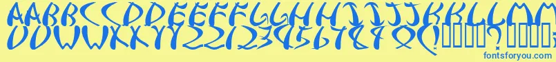 samurai Font – Blue Fonts on Yellow Background