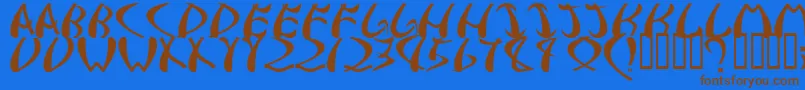 samurai Font – Brown Fonts on Blue Background