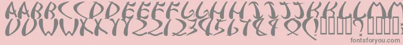 samurai-Schriftart – Graue Schriften auf rosa Hintergrund