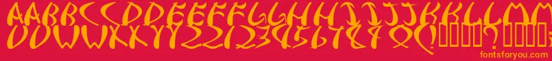 samurai Font – Orange Fonts on Red Background