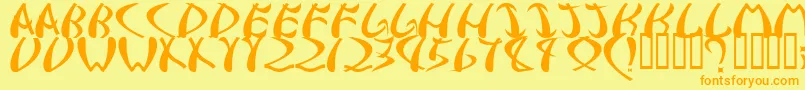 samurai Font – Orange Fonts on Yellow Background