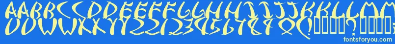 Fonte samurai – fontes amarelas em um fundo azul