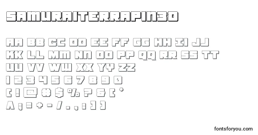 A fonte Samuraiterrapin3d – alfabeto, números, caracteres especiais