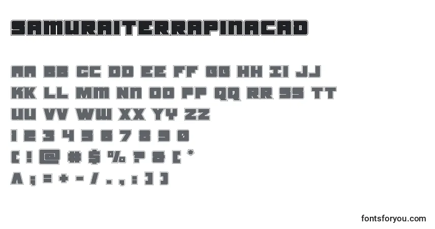 Czcionka Samuraiterrapinacad – alfabet, cyfry, specjalne znaki