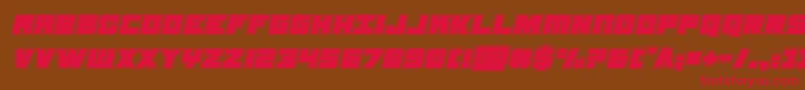 フォントsamuraiterrapinacadital – 赤い文字が茶色の背景にあります。