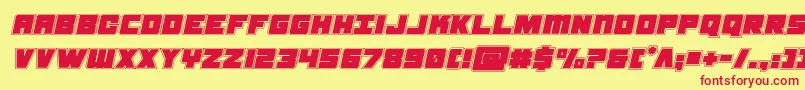 samuraiterrapinacadital-Schriftart – Rote Schriften auf gelbem Hintergrund