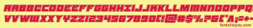 samuraiterrapinbevelital-Schriftart – Rote Schriften auf gelbem Hintergrund