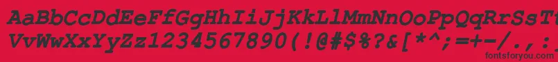 フォントErKurierKoi8BoldItalic – 赤い背景に黒い文字