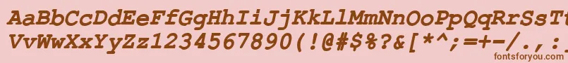 フォントErKurierKoi8BoldItalic – ピンクの背景に茶色のフォント