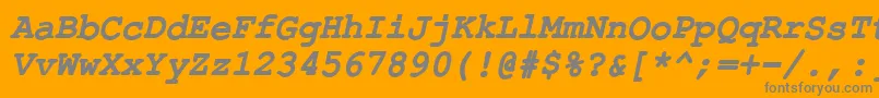 Fonte ErKurierKoi8BoldItalic – fontes cinzas em um fundo laranja