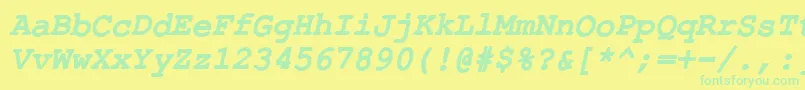 フォントErKurierKoi8BoldItalic – 黄色い背景に緑の文字