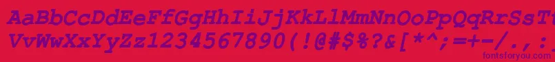 ErKurierKoi8BoldItalic-fontti – violetit fontit punaisella taustalla