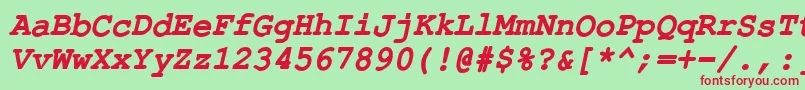 フォントErKurierKoi8BoldItalic – 赤い文字の緑の背景