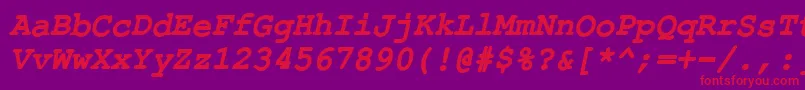 ErKurierKoi8BoldItalic-Schriftart – Rote Schriften auf violettem Hintergrund
