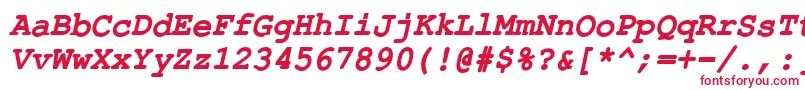 Czcionka ErKurierKoi8BoldItalic – czerwone czcionki na białym tle