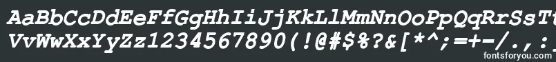 フォントErKurierKoi8BoldItalic – 黒い背景に白い文字