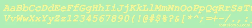 Шрифт ErKurierKoi8BoldItalic – жёлтые шрифты на зелёном фоне
