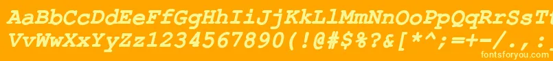 ErKurierKoi8BoldItalic Font – Yellow Fonts on Orange Background