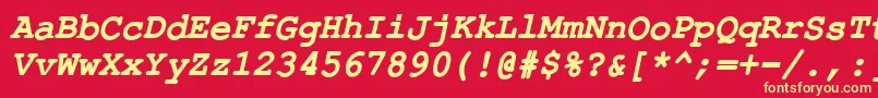 ErKurierKoi8BoldItalic-Schriftart – Gelbe Schriften auf rotem Hintergrund