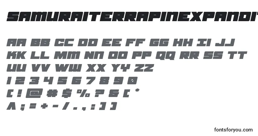 Samuraiterrapinexpandital-fontti – aakkoset, numerot, erikoismerkit
