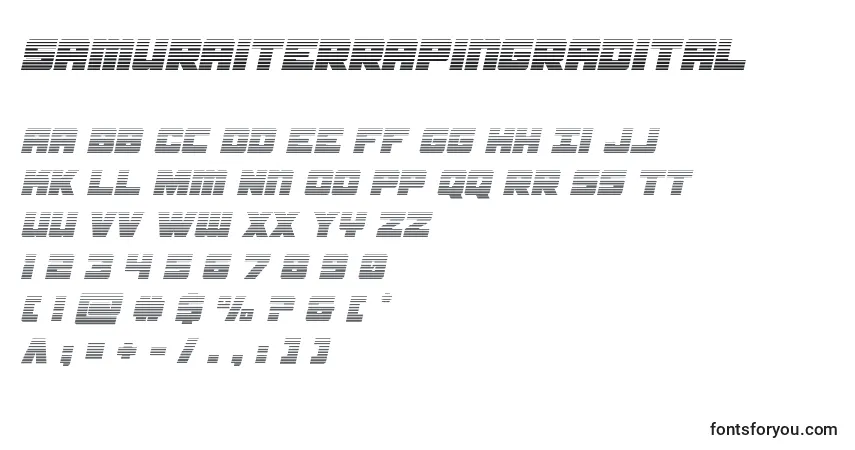 Fuente Samuraiterrapingradital - alfabeto, números, caracteres especiales