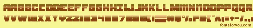 フォントsamuraiterrapinhalf – 茶色の文字が黄色の背景にあります。