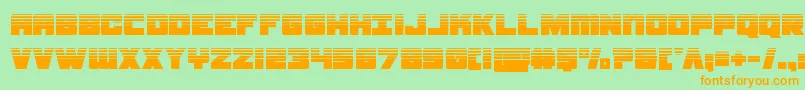 フォントsamuraiterrapinhalf – オレンジの文字が緑の背景にあります。