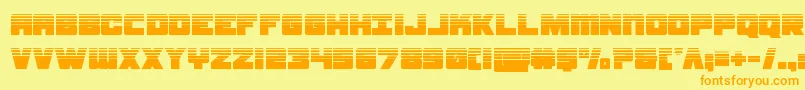 フォントsamuraiterrapinhalf – オレンジの文字が黄色の背景にあります。
