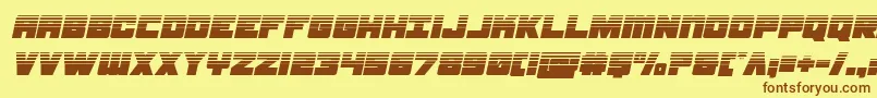 フォントsamuraiterrapinhalfital – 茶色の文字が黄色の背景にあります。