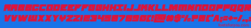 samuraiterrapinital-Schriftart – Rote Schriften auf blauem Hintergrund