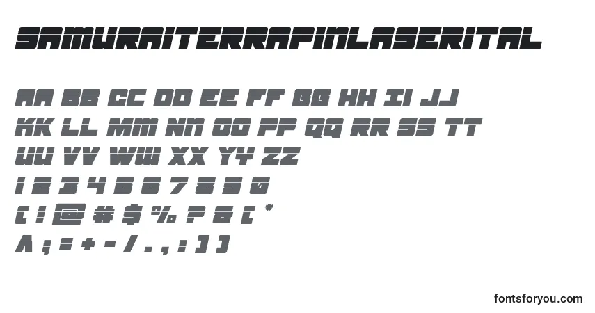 Czcionka Samuraiterrapinlaserital – alfabet, cyfry, specjalne znaki