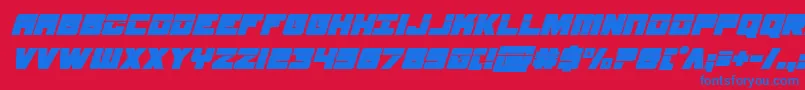 samuraiterrapinlasersuperital-Schriftart – Blaue Schriften auf rotem Hintergrund