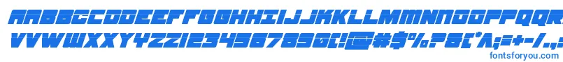 フォントsamuraiterrapinlasersuperital – 白い背景に青い文字