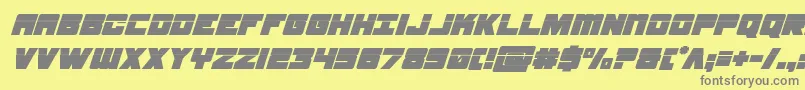 フォントsamuraiterrapinlasersuperital – 黄色の背景に灰色の文字