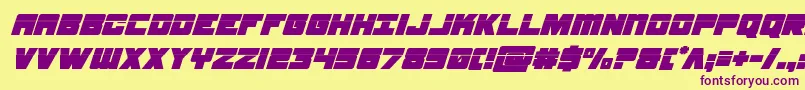フォントsamuraiterrapinlasersuperital – 紫色のフォント、黄色の背景