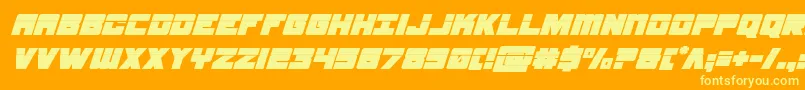 フォントsamuraiterrapinlasersuperital – オレンジの背景に黄色の文字