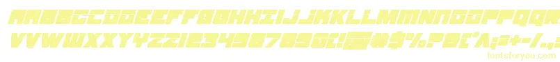 フォントsamuraiterrapinlasersuperital – 白い背景に黄色の文字