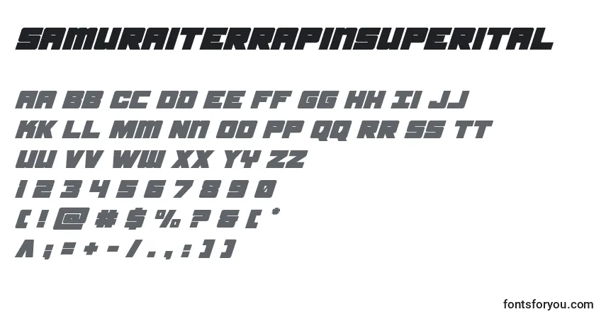 Шрифт Samuraiterrapinsuperital – алфавит, цифры, специальные символы