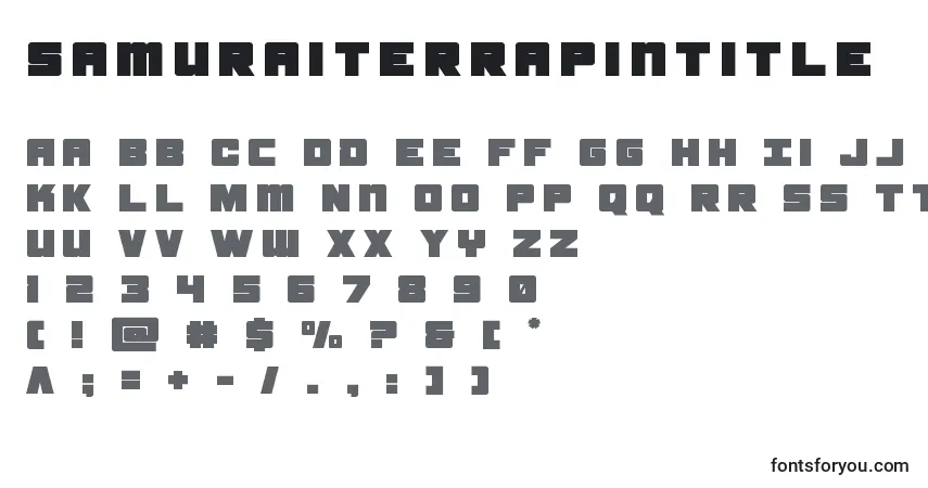 Czcionka Samuraiterrapintitle – alfabet, cyfry, specjalne znaki