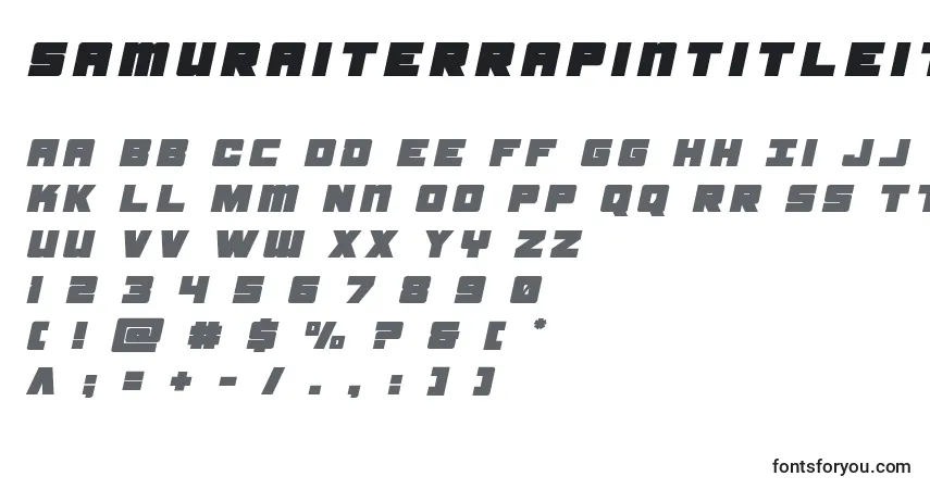 Czcionka Samuraiterrapintitleital – alfabet, cyfry, specjalne znaki