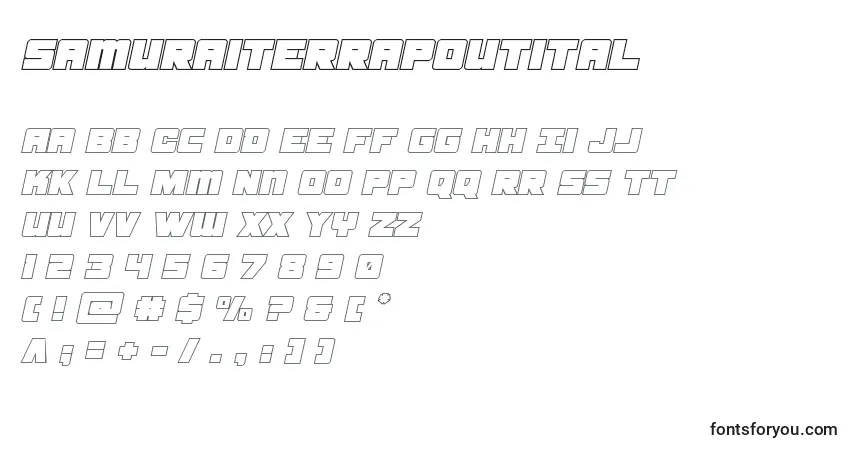 Шрифт Samuraiterrapoutital – алфавит, цифры, специальные символы