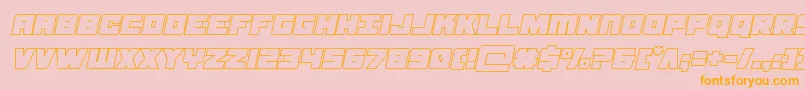 フォントsamuraiterrapoutital – オレンジの文字がピンクの背景にあります。