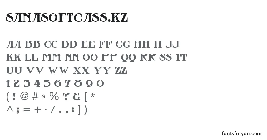 A fonte SanasoftCass.Kz – alfabeto, números, caracteres especiais