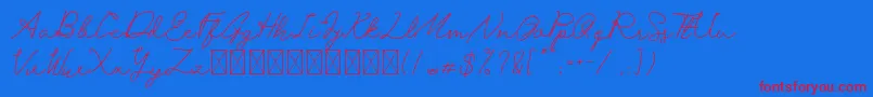 San Bernardino-Schriftart – Rote Schriften auf blauem Hintergrund